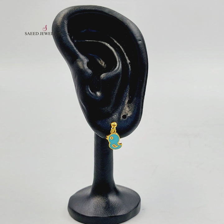 21K Gold Enameled Screw Earrings by Saeed Jewelry - Image 3