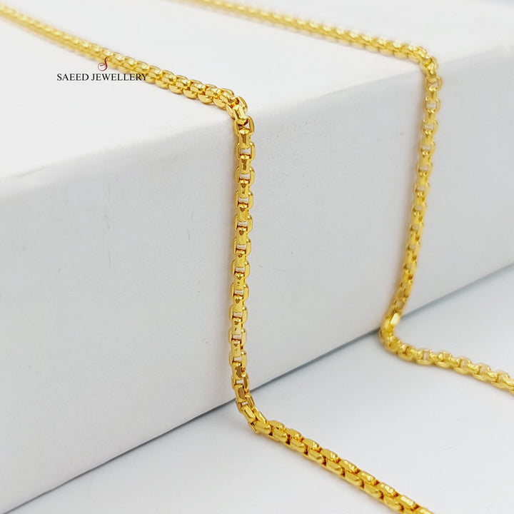 21K Gold 1.5mm Box Chain 50cm by Saeed Jewelry - Image 1