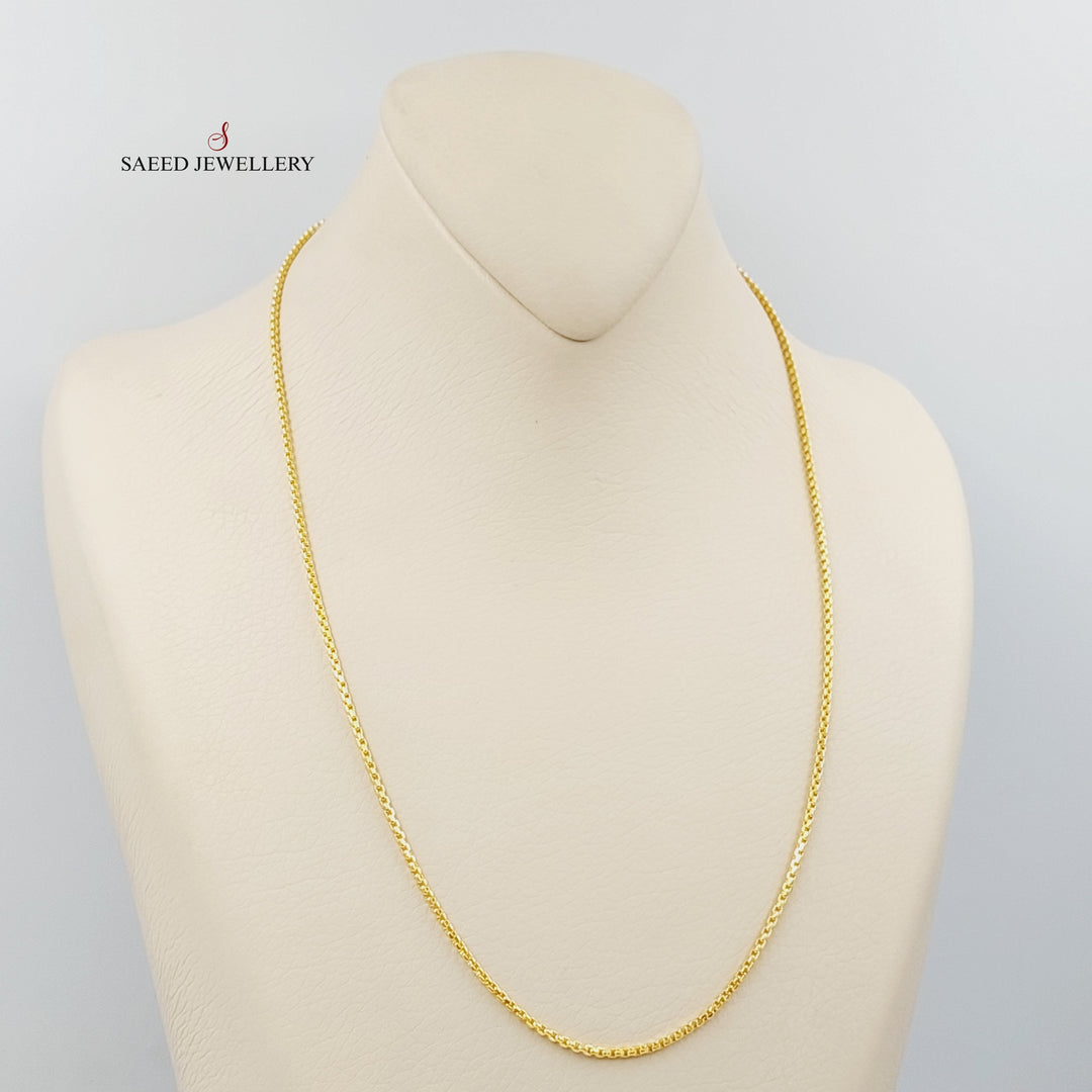 21K Gold 1.5mm Box Chain 50cm by Saeed Jewelry - Image 3