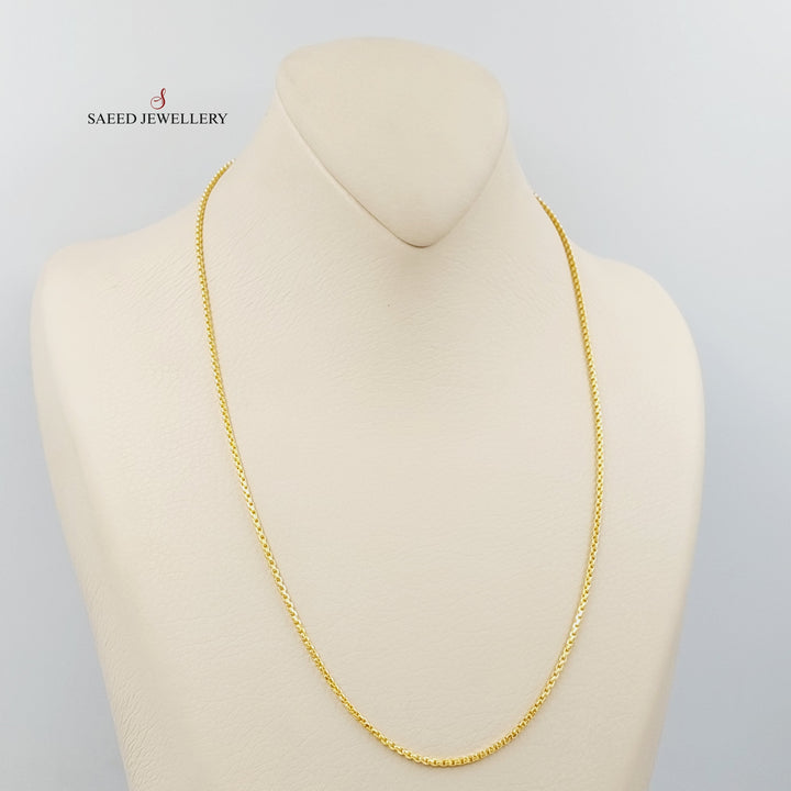 21K Gold 1.5mm Box Chain 50cm by Saeed Jewelry - Image 3