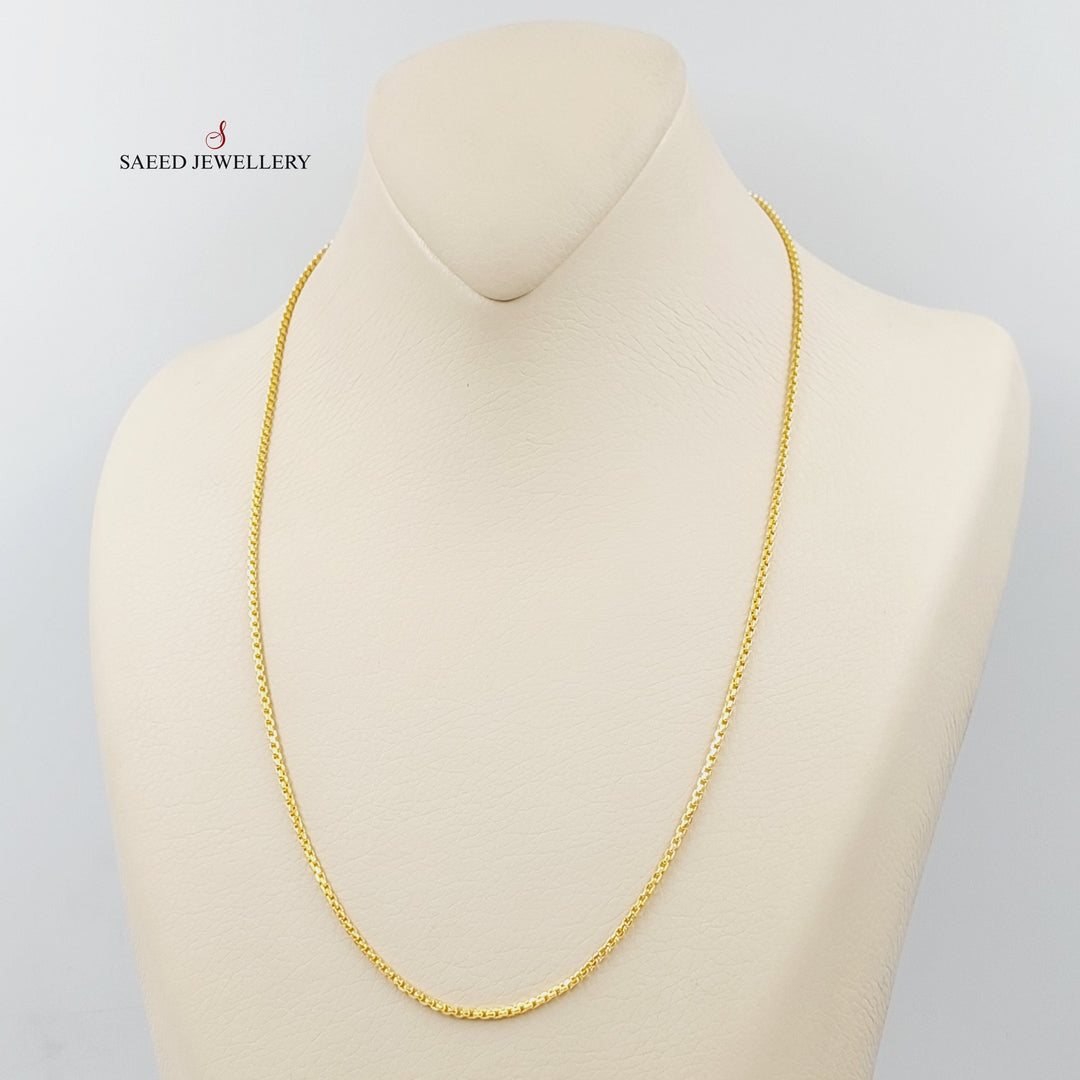 21K Gold 1.5mm Box Chain 50cm by Saeed Jewelry - Image 4