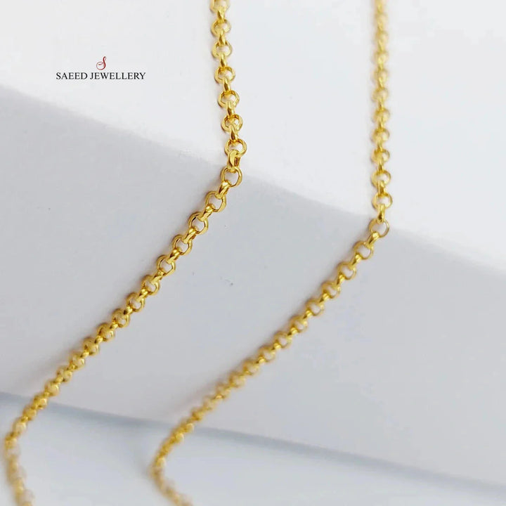 21K Gold 1.5mm Cable Link Chain 40cm by Saeed Jewelry - Image 1