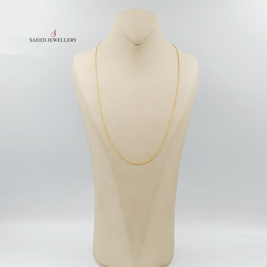 (1.5mm) Cable Link Chain 60cm Made Of 21K Yellow Gold by Saeed Jewelry-29816