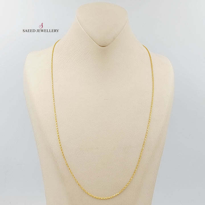 (1.5mm) Cable Link Chain 60cm Made Of 21K Yellow Gold by Saeed Jewelry-29816