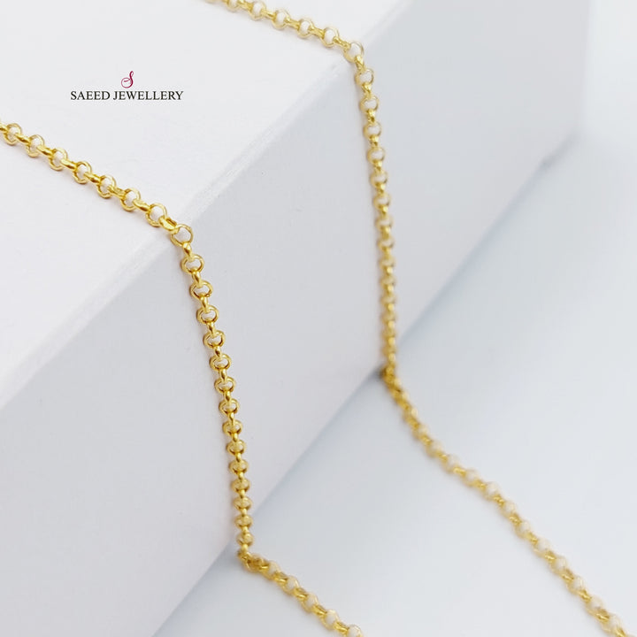 21K Gold 1.5mm Cable Link Chain 60cm by Saeed Jewelry - Image 3