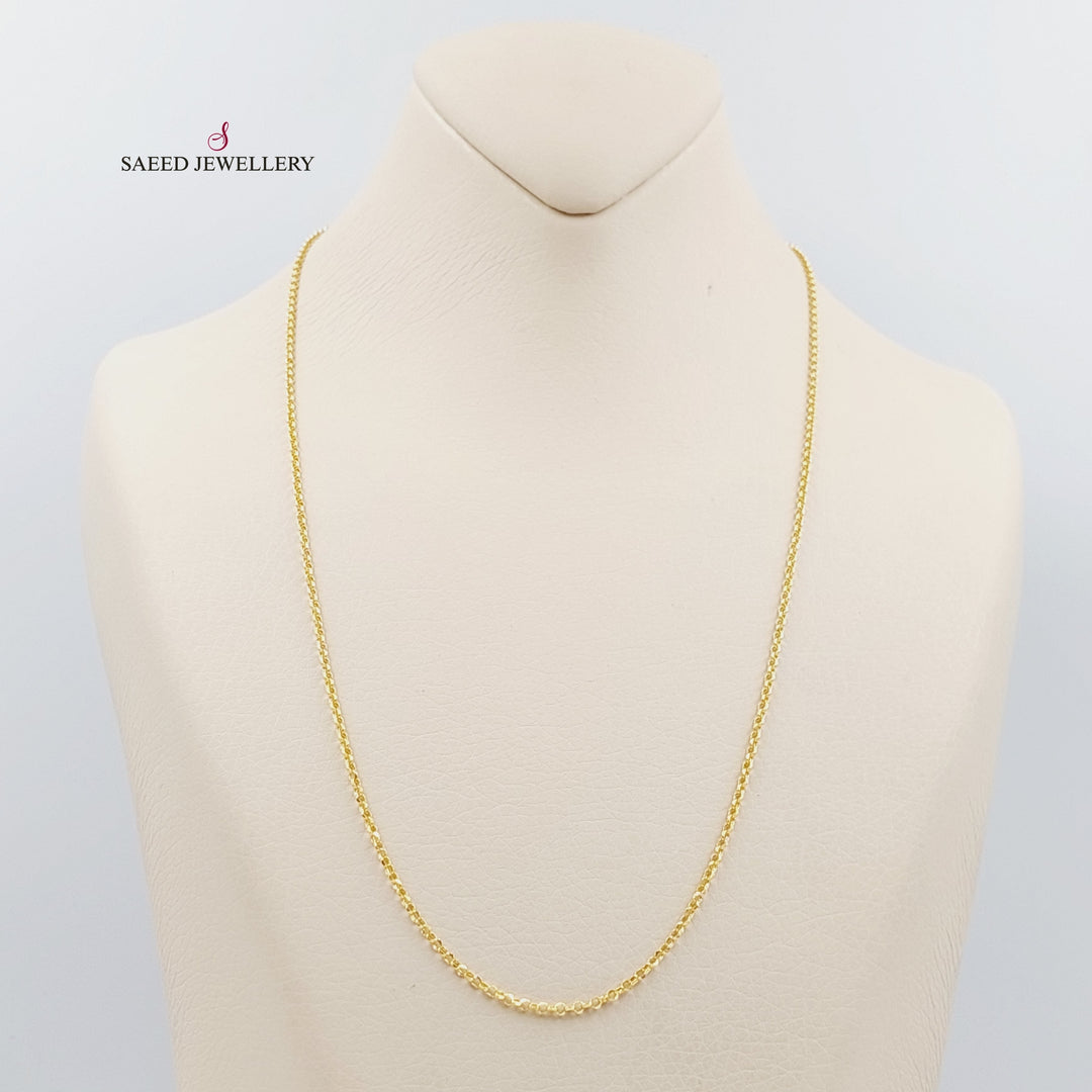 21K Gold 1.5mm Cable Link Chain 60cm by Saeed Jewelry - Image 1