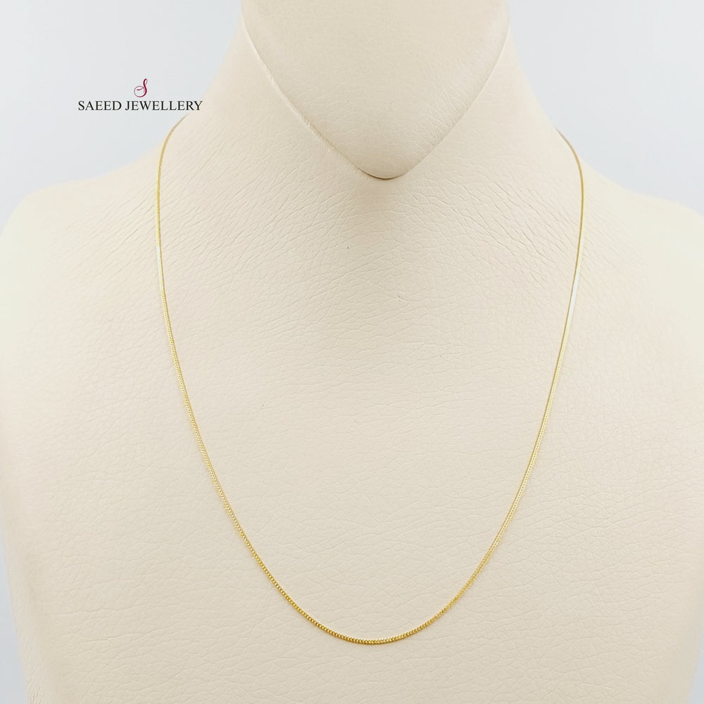 21K Gold 1mm Box Chain 40cm by Saeed Jewelry - Image 2