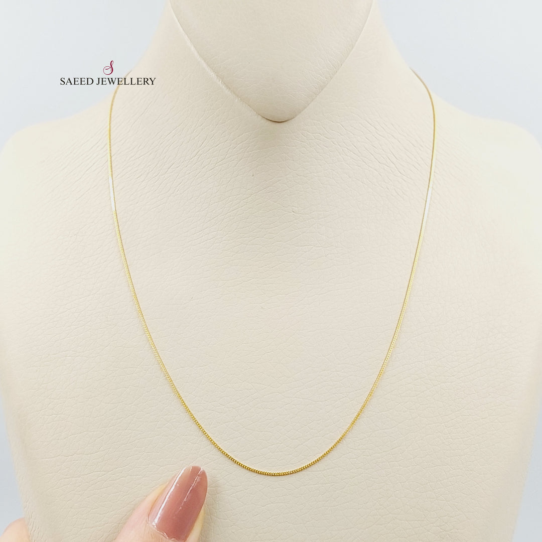 21K Gold 1mm Box Chain 40cm by Saeed Jewelry - Image 1