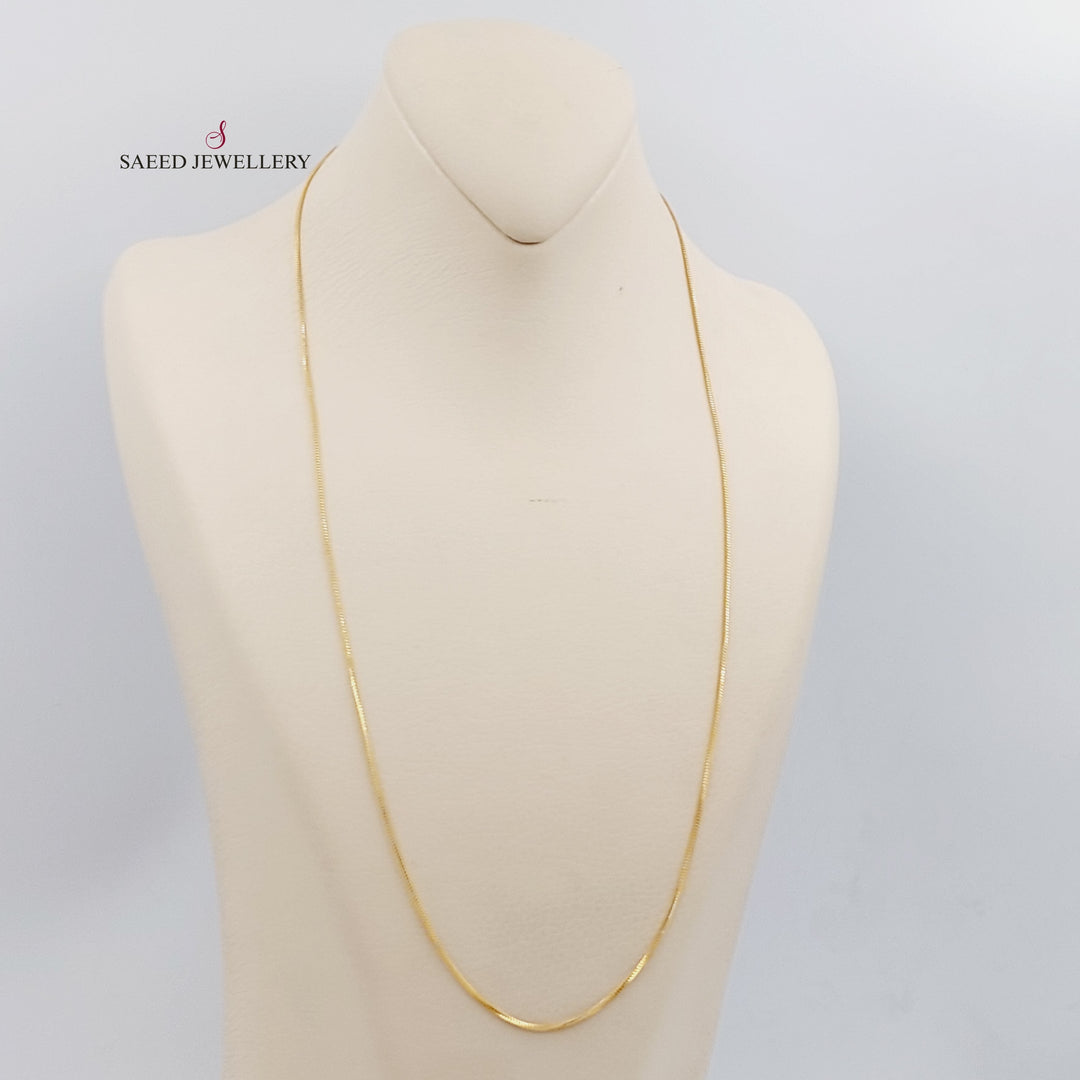 21K Gold 1mm Box Chain 60cm by Saeed Jewelry - Image 1