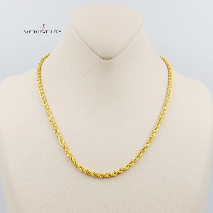 21K Gold 40cm Medium Thickness Rope Chain by Saeed Jewelry - Image 2