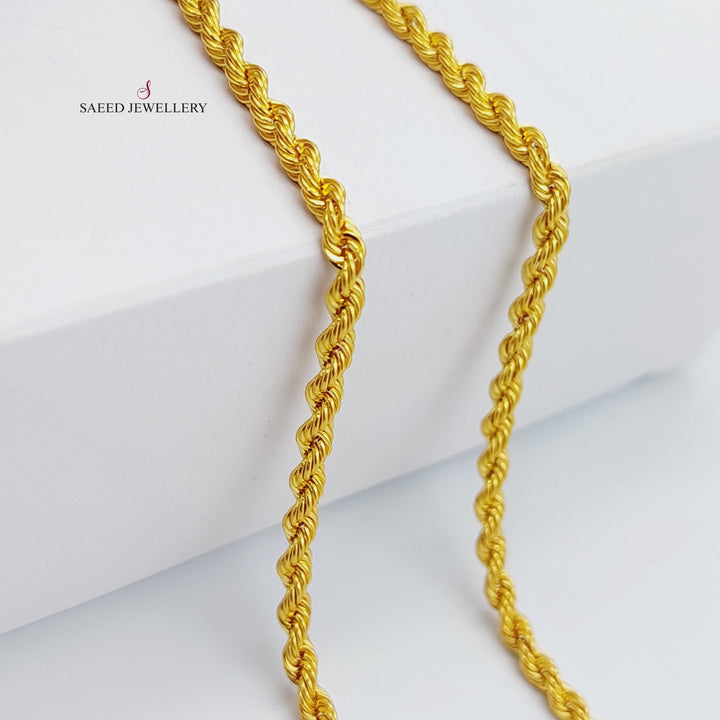 21K Gold 40cm Medium Thickness Rope Chain by Saeed Jewelry - Image 3