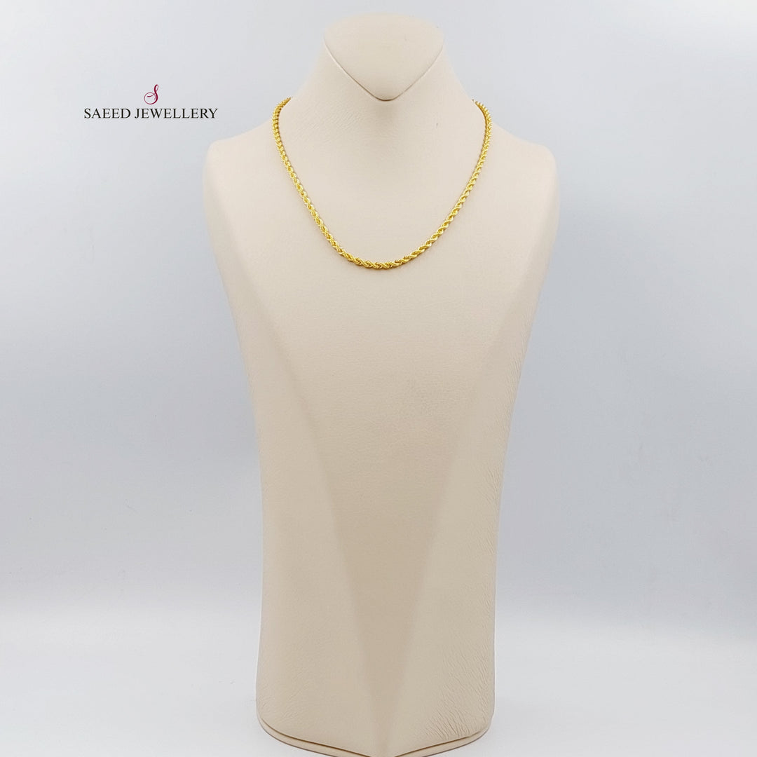 21K Gold 40cm Medium Thickness Rope Chain by Saeed Jewelry - Image 1