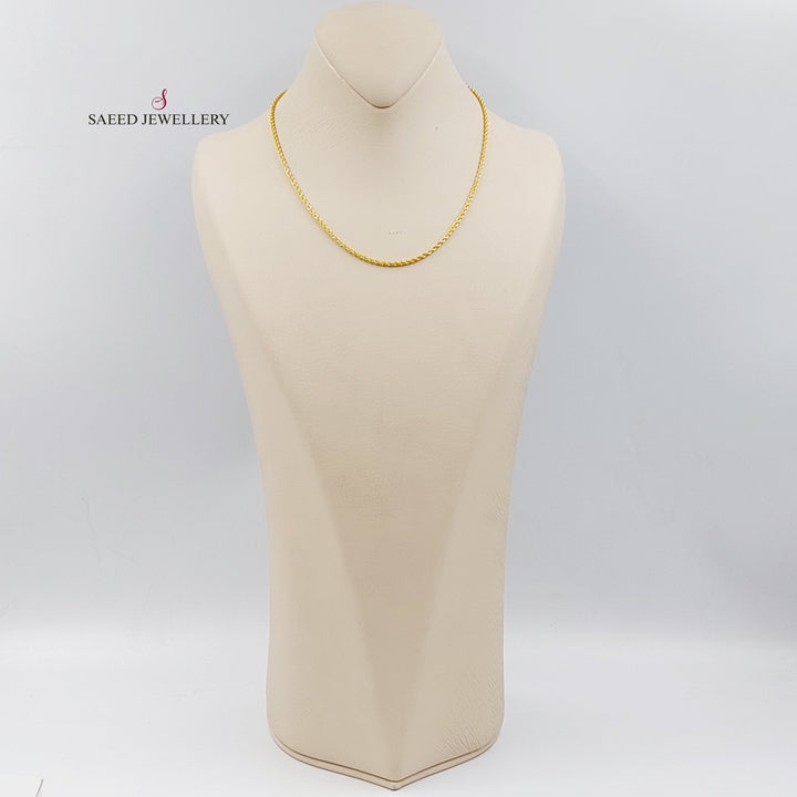 21K Gold 40cm Thin Rope Chain by Saeed Jewelry - Image 3