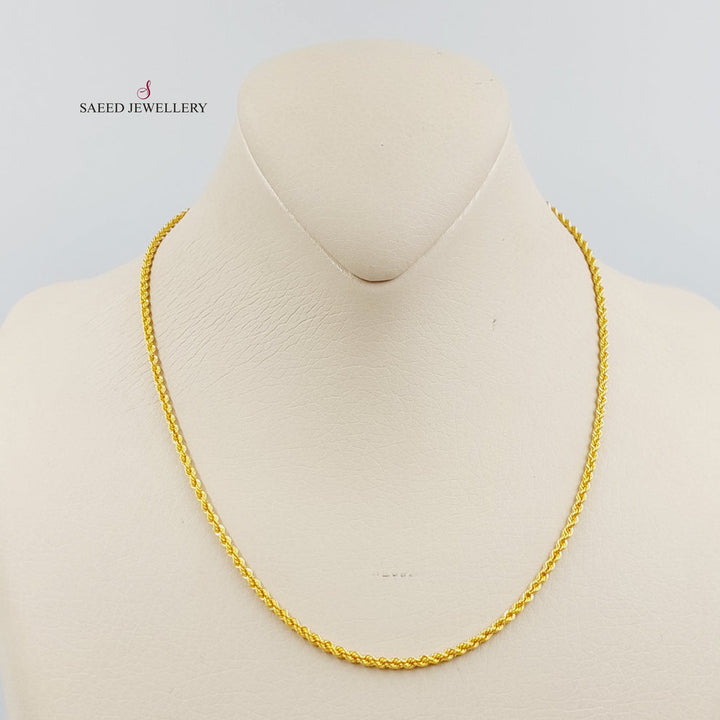 21K Gold 40cm Thin Rope Chain by Saeed Jewelry - Image 2