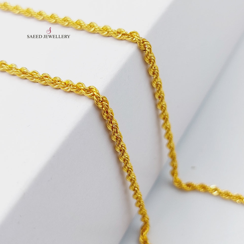 21K Gold 40cm Thin Rope Chain by Saeed Jewelry - Image 3