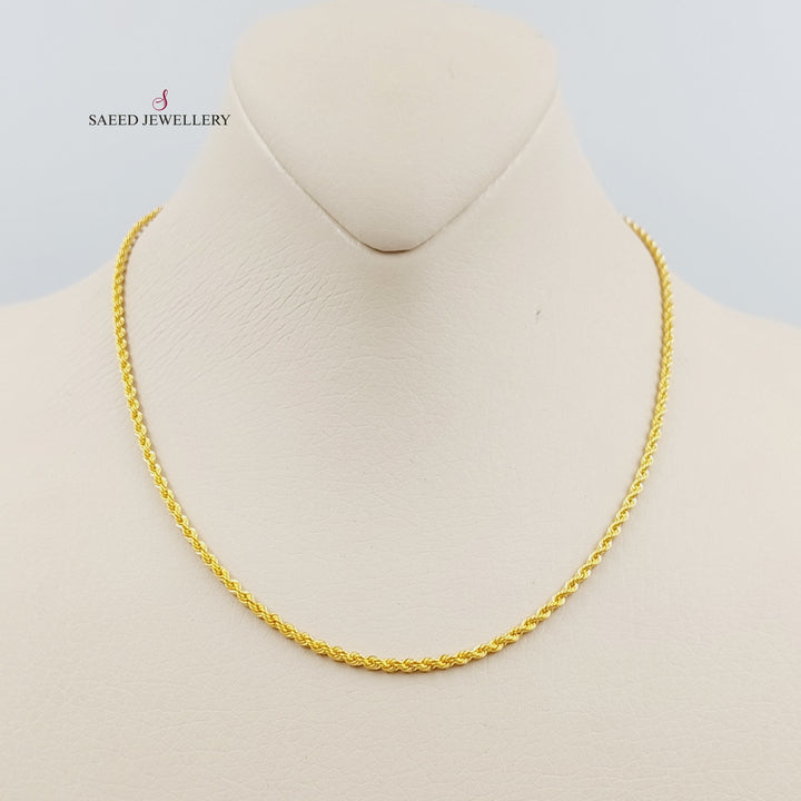 21K Gold 40cm Thin Rope Chain by Saeed Jewelry - Image 5