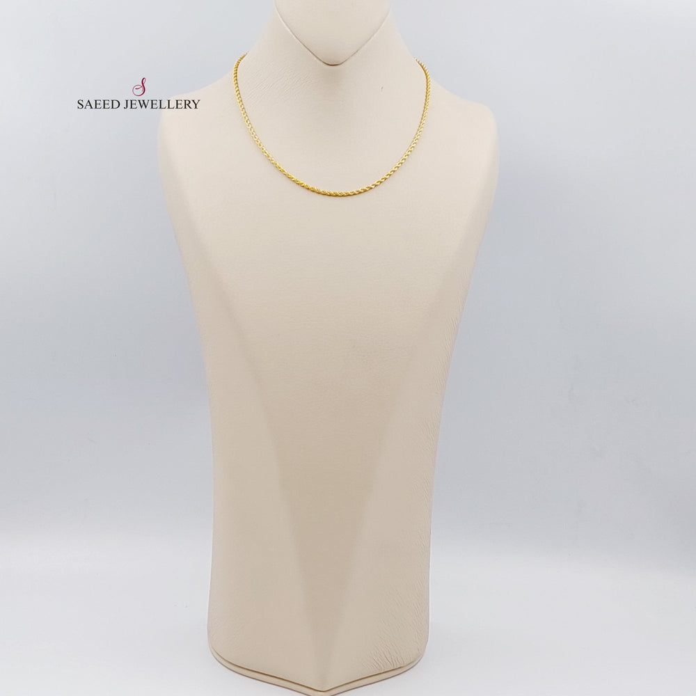 21K Gold 40cm Thin Rope Chain by Saeed Jewelry - Image 2