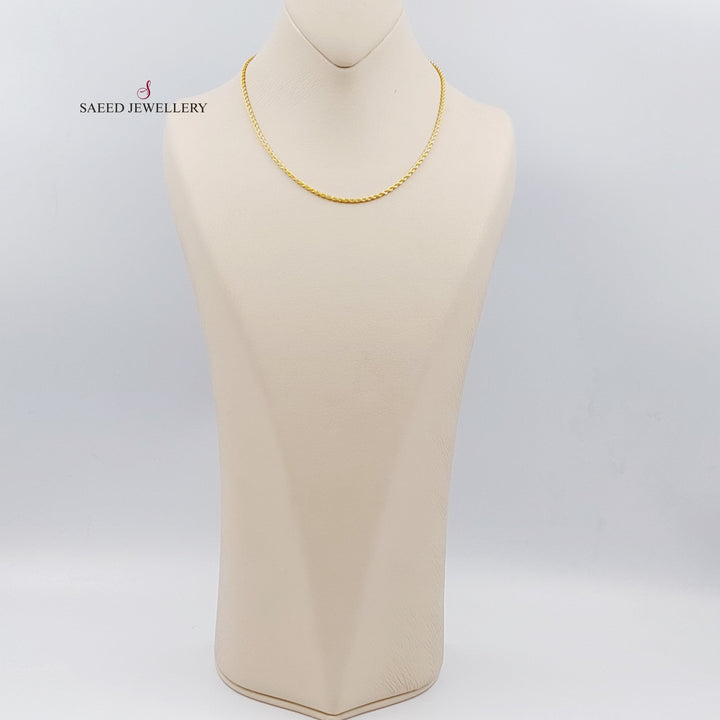 21K Gold 40cm Thin Rope Chain by Saeed Jewelry - Image 2