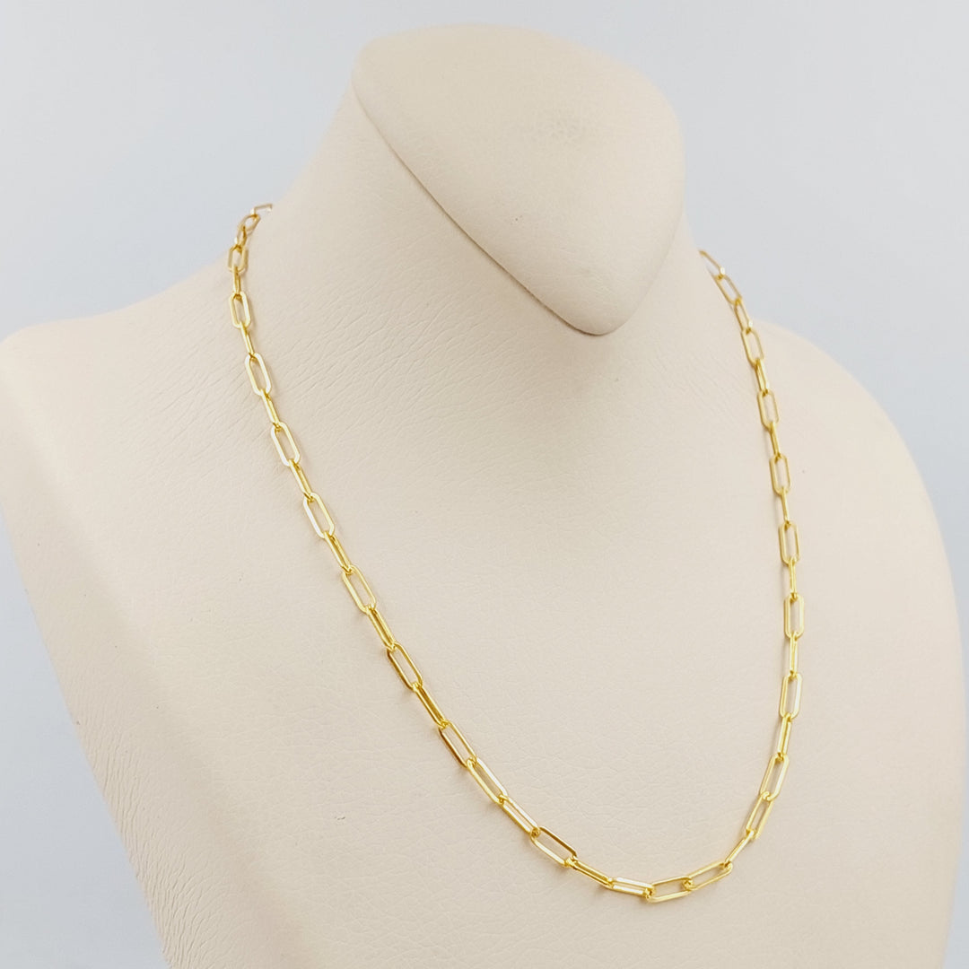 21K Gold 45cm Medium Thickness Paperclip Chain by Saeed Jewelry - Image 2