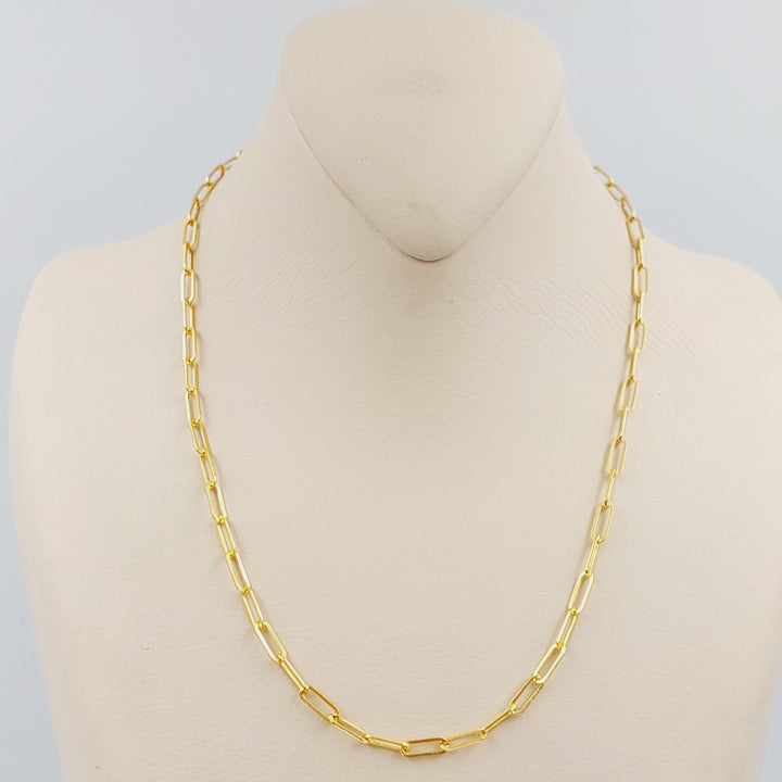 21K Gold 45cm Medium Thickness Paperclip Chain by Saeed Jewelry - Image 4