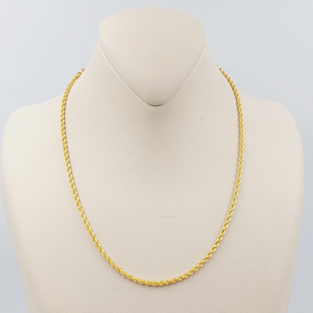 21K Gold 45cm Medium Thickness Rope Chain by Saeed Jewelry - Image 1