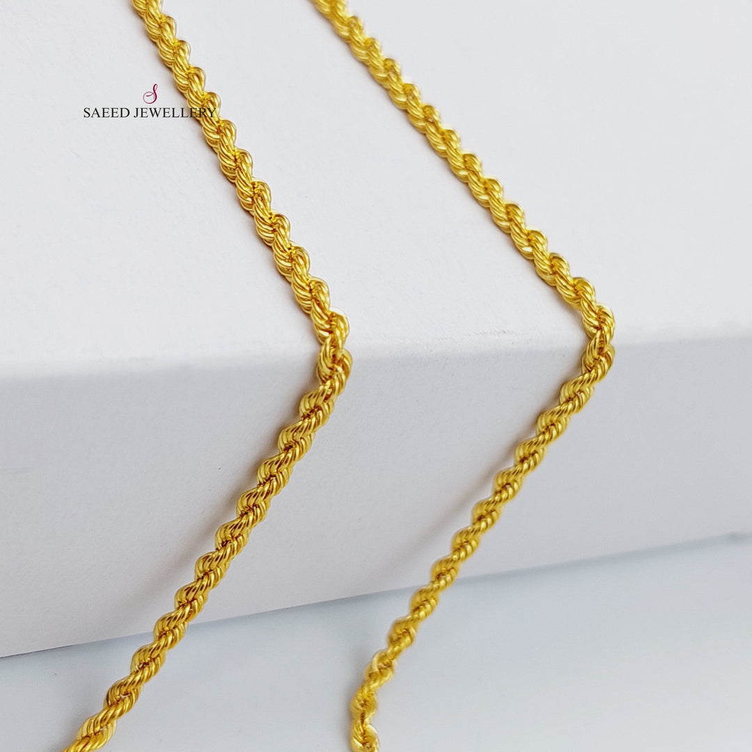 21K Gold 45cm Medium Thickness Rope Chain by Saeed Jewelry - Image 4