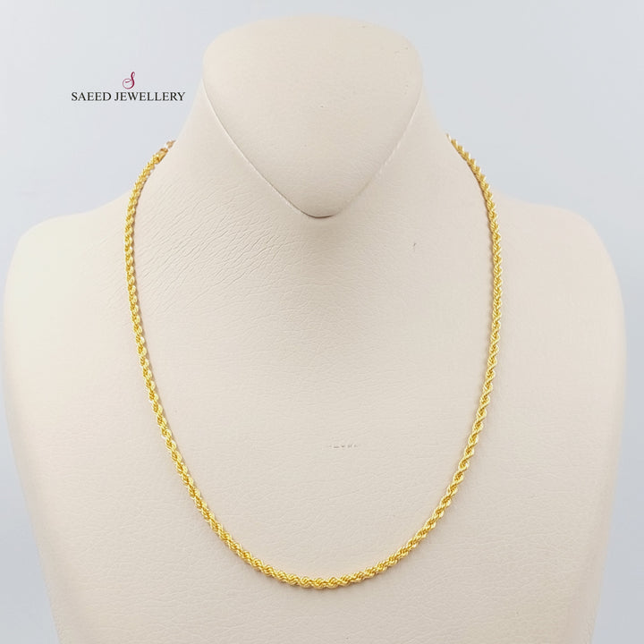 21K Gold 45cm Medium Thickness Rope Chain by Saeed Jewelry - Image 2