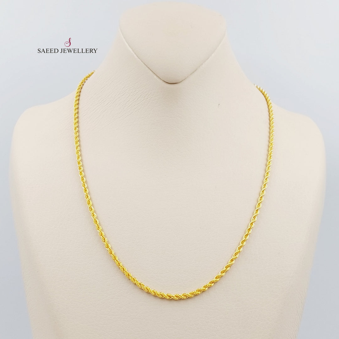 21K Gold 45cm Medium Thickness Rope Chain by Saeed Jewelry - Image 2