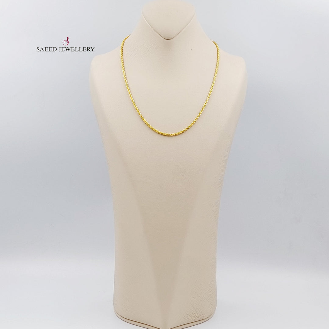 21K Gold 45cm Medium Thickness Rope Chain by Saeed Jewelry - Image 1