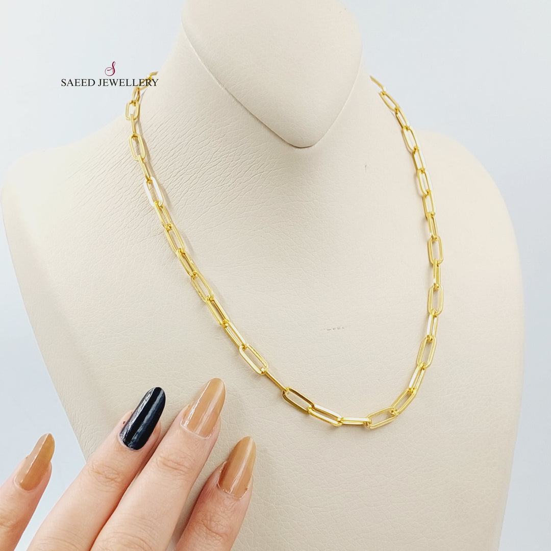 21K Gold 45cm Paperclip Necklace Chain by Saeed Jewelry - Image 2