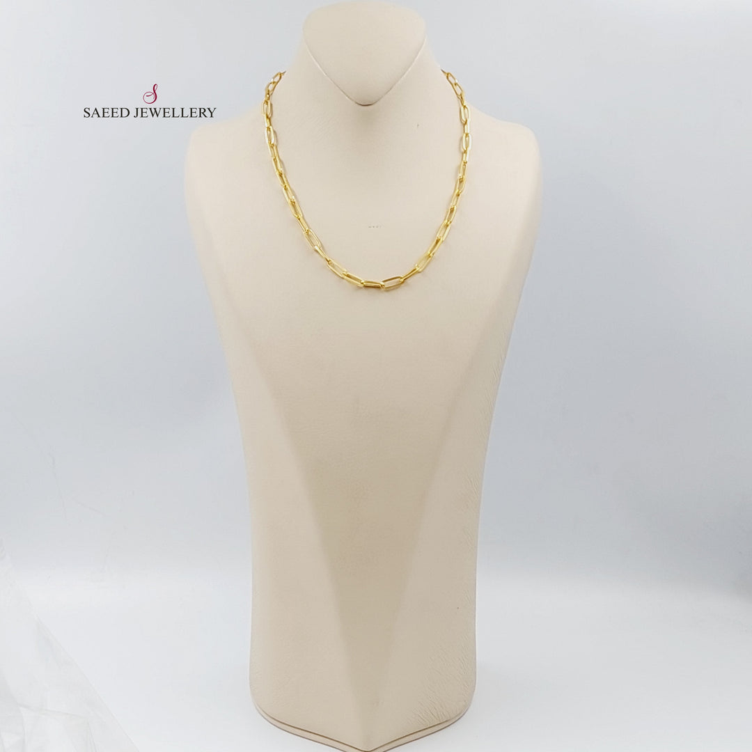 21K Gold 45cm Paperclip Necklace Chain by Saeed Jewelry - Image 3