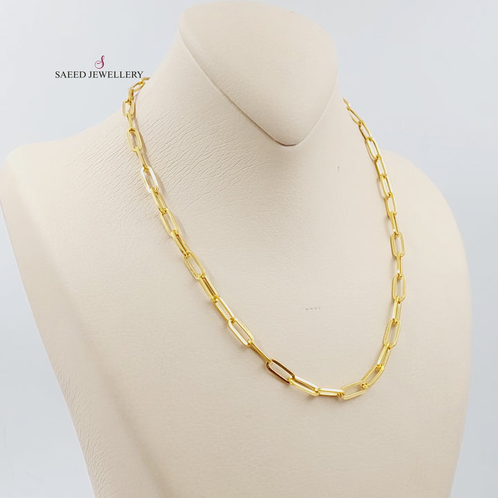 21K Gold 45cm Paperclip Necklace Chain by Saeed Jewelry - Image 1