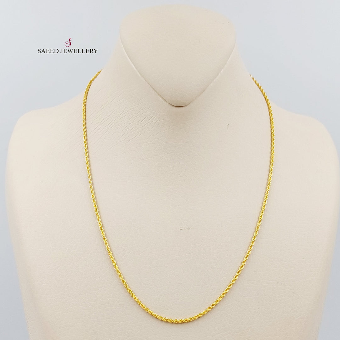 21K Gold 45cm Thin Rope Chain by Saeed Jewelry - Image 1