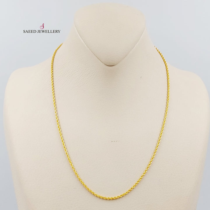 21K Gold 45cm Thin Rope Chain by Saeed Jewelry - Image 1