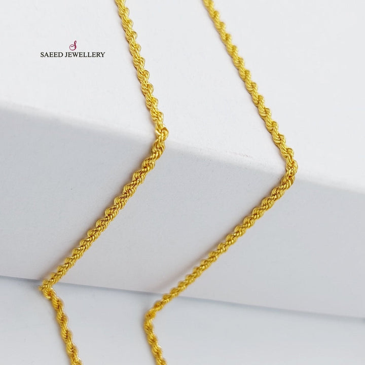 21K Gold 45cm Thin Rope Chain by Saeed Jewelry - Image 1