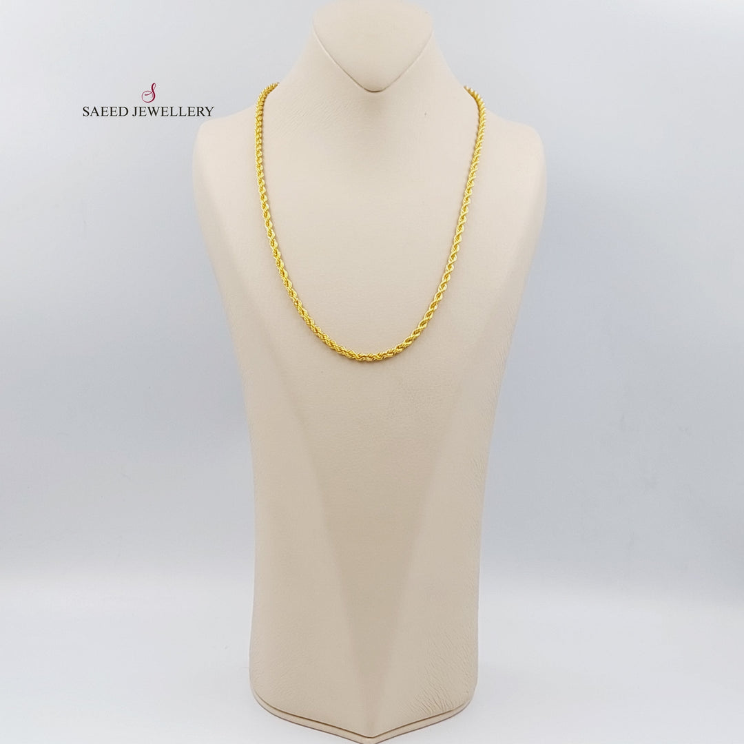 21K Gold 50cm Medium Thickness Rope Chain by Saeed Jewelry - Image 3