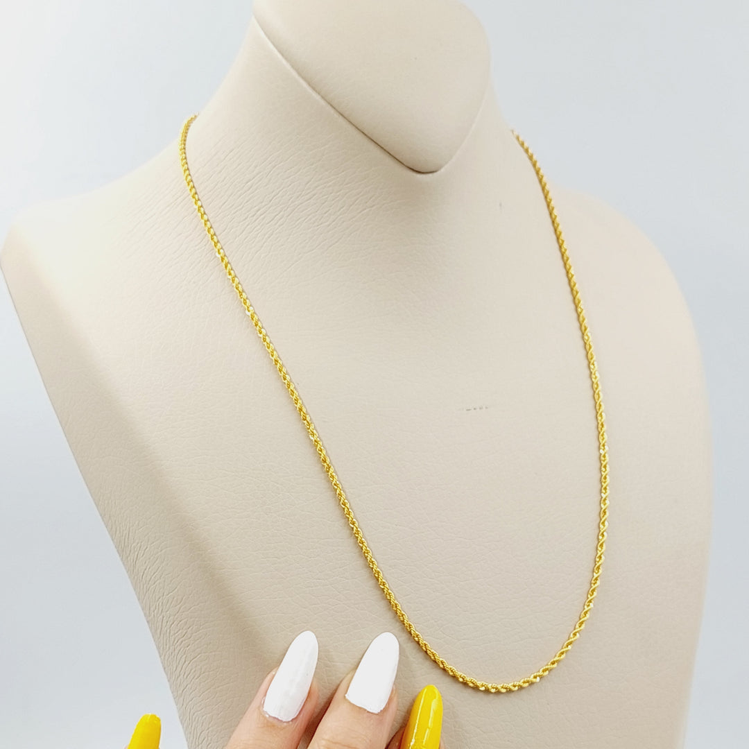 21K Gold 50cm Thin Rope Chain by Saeed Jewelry - Image 9