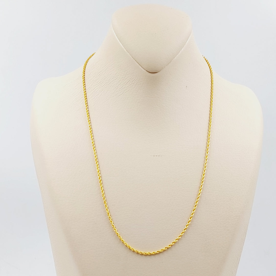 21K Gold 50cm Thin Rope Chain by Saeed Jewelry - Image 2