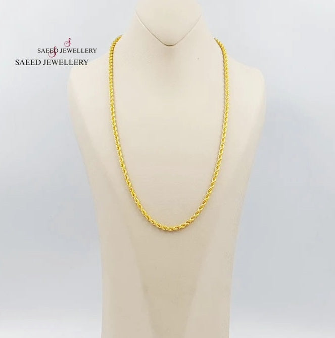 21K Gold 60cm Medium Rope Thickness Chain by Saeed Jewelry - Image 1