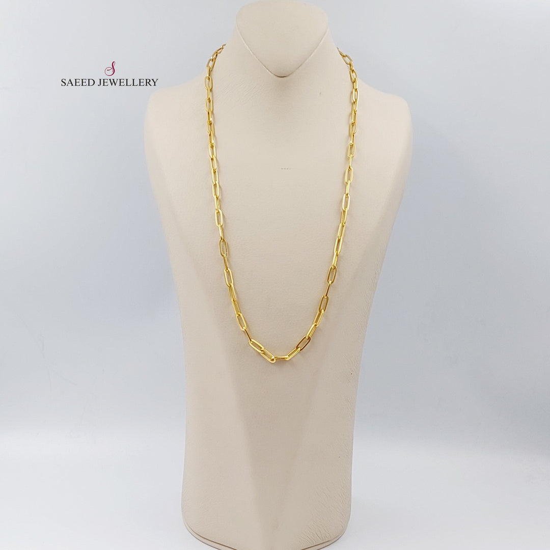 21K Gold 60cm Paperclip Necklace Chain by Saeed Jewelry - Image 3