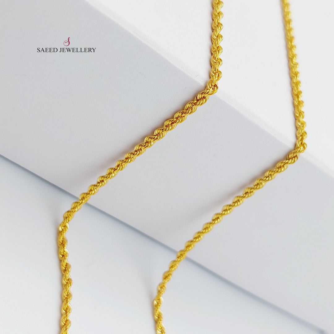 21K Gold 70cm Thin Rope Chain by Saeed Jewelry - Image 2