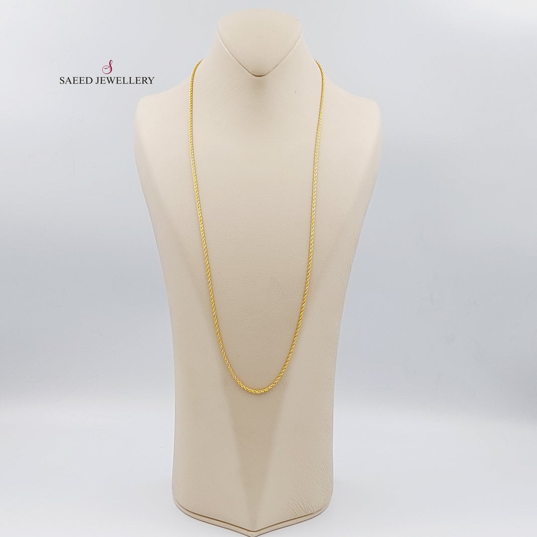 21K Gold 70cm Thin Rope Chain by Saeed Jewelry - Image 1