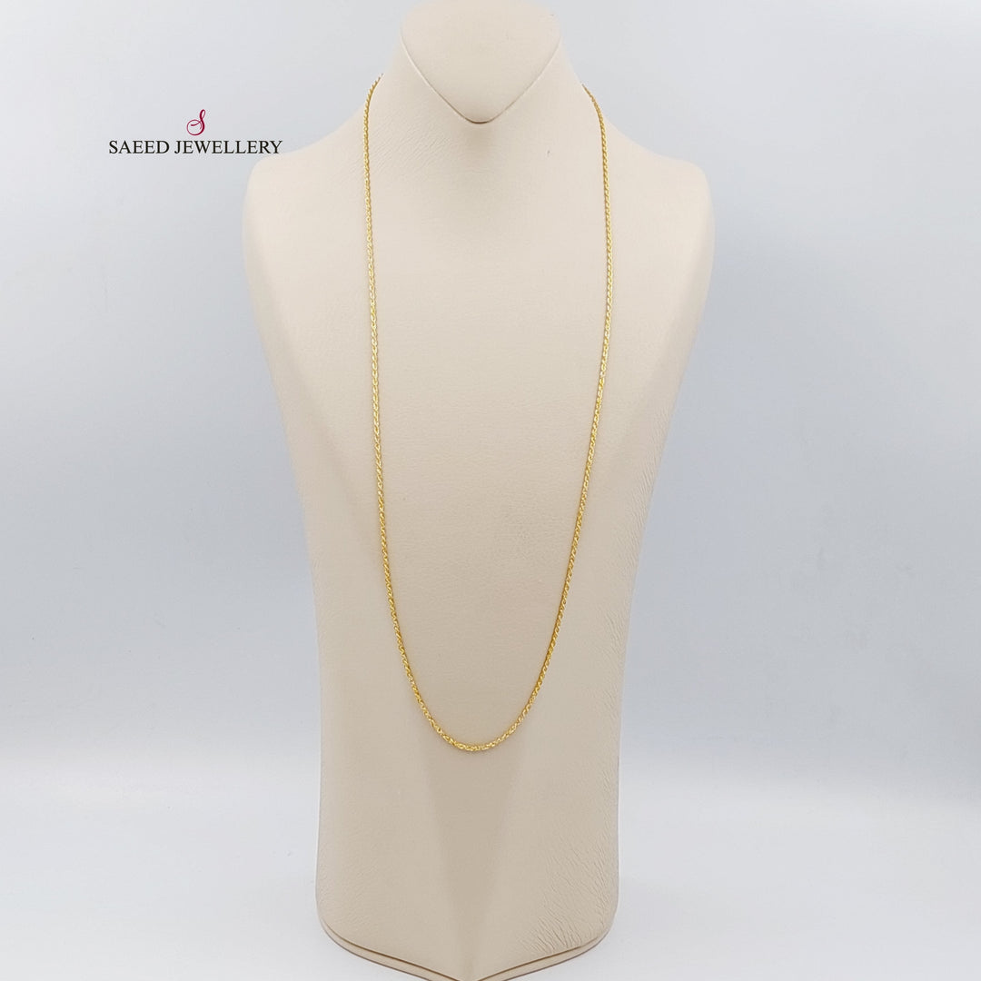 21K Gold 70cm Thin Twisred Chain by Saeed Jewelry - Image 1