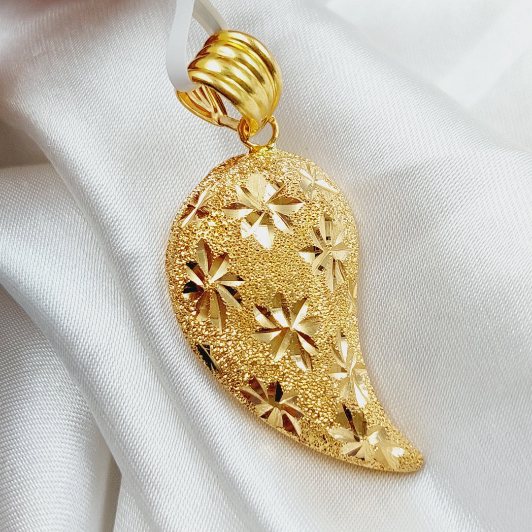 21K Gold Almond Pendant by Saeed Jewelry - Image 3