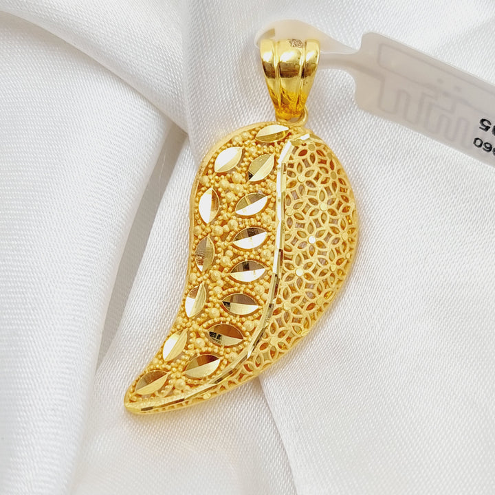 21K Gold Almond Pendant by Saeed Jewelry - Image 3