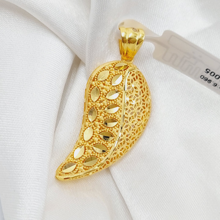 21K Gold Almond Pendant by Saeed Jewelry - Image 4