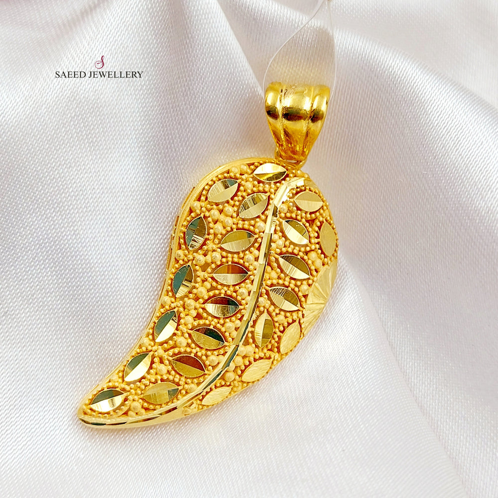 21K Gold Almond Pendant by Saeed Jewelry - Image 2