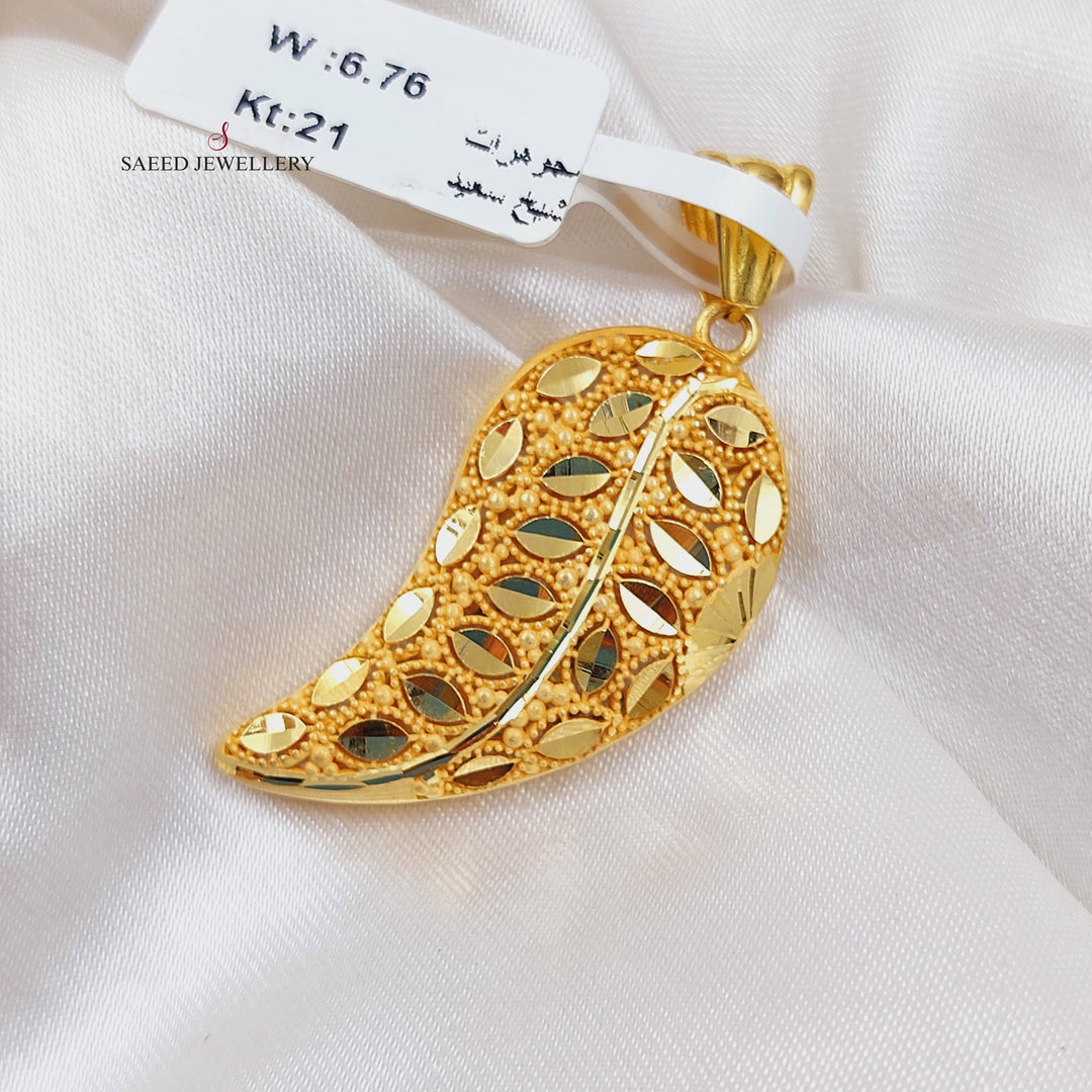 21K Gold Almond Pendant by Saeed Jewelry - Image 3