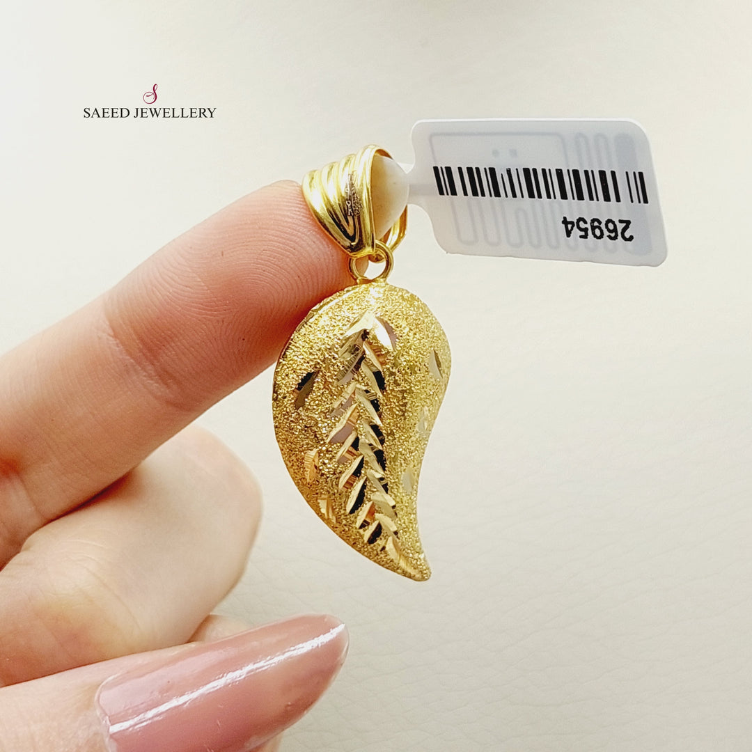 21K Gold Almond Pendant by Saeed Jewelry - Image 2