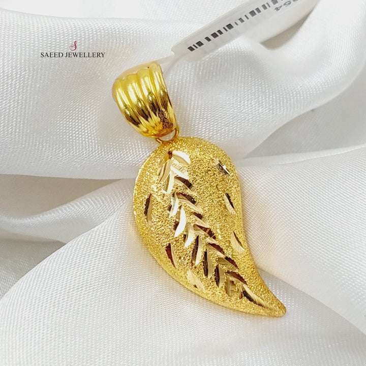 21K Gold Almond Pendant by Saeed Jewelry - Image 3